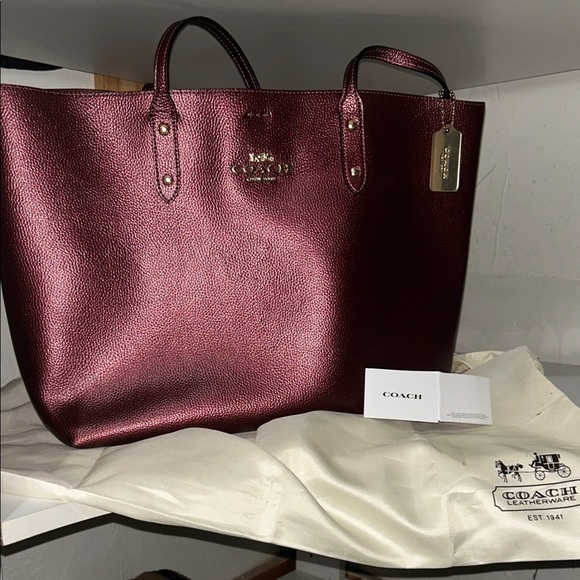 Coach Handbags - Coach Shimmering Burgundy Tote NWOT
